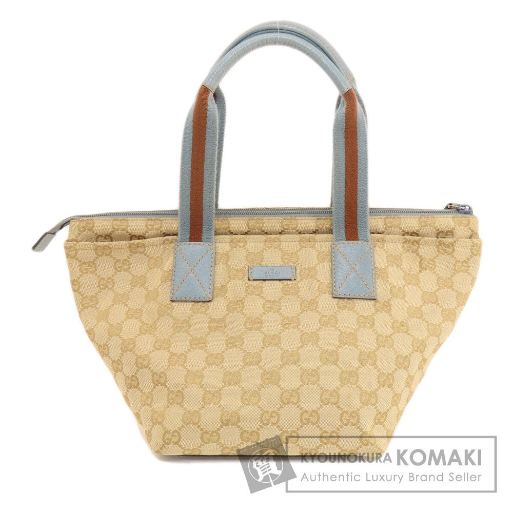 Gucci GG Canvas Sherry Line Tote Shoulder Bag beige blue